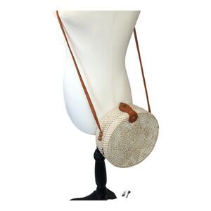 Yik Fung Round Rattan Cross‎ Body Beachy Boho Shoulder Handbag